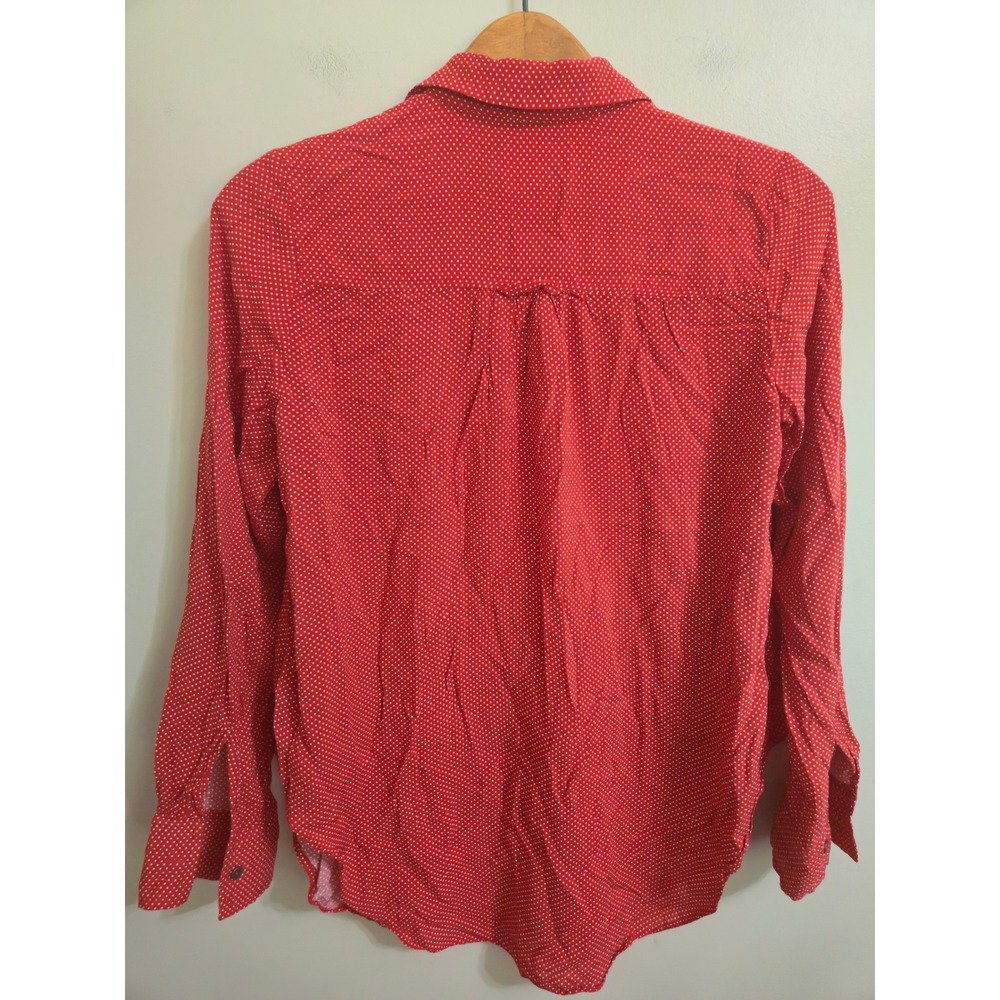 Maeve Anthropologie Red Polka Dot Pintuck Pleated Button Front Blouse Small - Picture 3 of 7